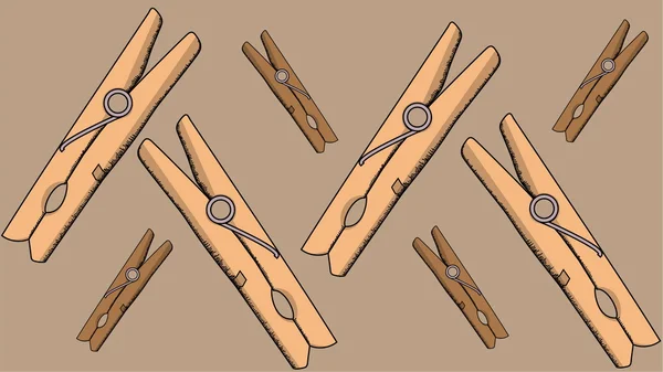 Clothespins picture in sketch style — Stock Vector