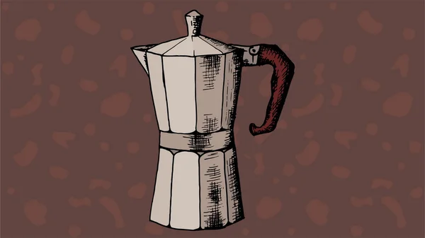 Coffee pot picture in sketch ctyle — Stockový vektor