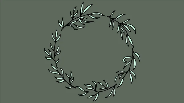 Corona verde dibujada a mano — Vector de stock