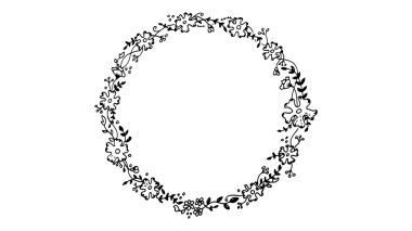 çiçekli yuvarlak çerçeve
