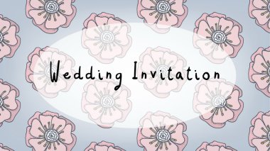 Düğün davetiye kartı çiçek desenli