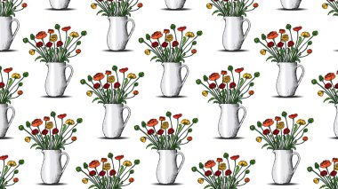 Çiçek vazo ile desen