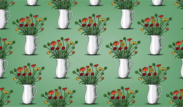 Çiçek vazo ile desen