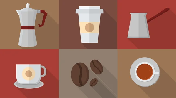 Coffe set flat design — Stock Vector