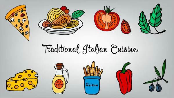 İtalyan mutfağı vektör set — Stok Vektör