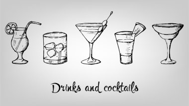 İçecekler ve kokteyller koleksiyonu