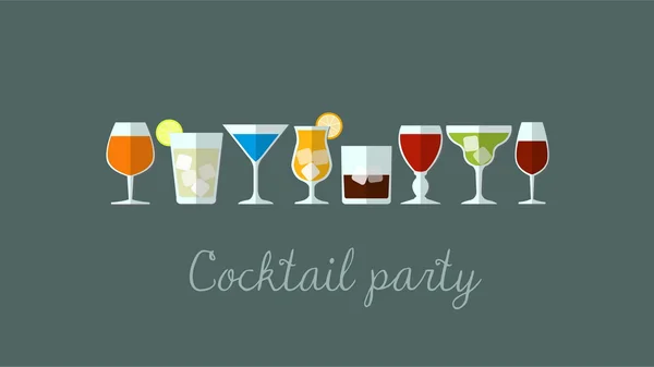 Cocktail set estilo plano — Vetor de Stock