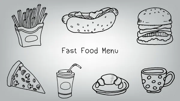Fast food menü vektör set — Stok Vektör