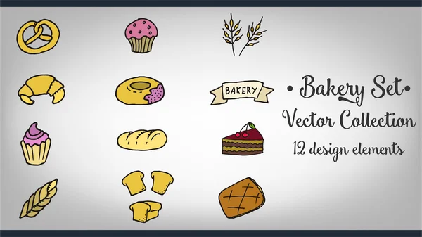 Ensemble d'icônes de boulangerie. Éléments de conception — Image vectorielle