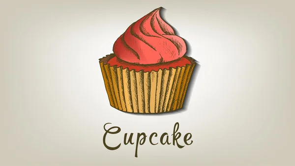 Hand drawn vector illustration of cupcake — Stock Vector