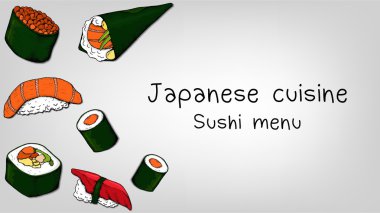 Japon mutfağı vektörel Illustrator. Sushi menüsü
