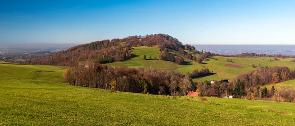 Tul Heuvel Met Landelijk Landschap Rond Late Herfst Beskid Slaski — Stockfoto