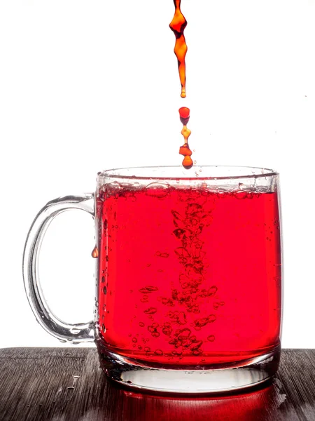 Gota de agua roja en gla — Foto de Stock