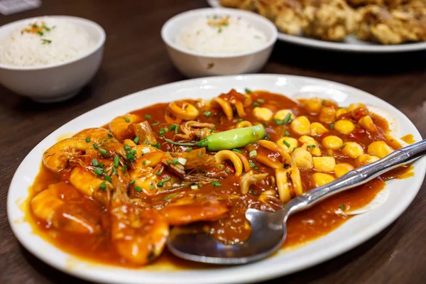 Seafood Mix Chilli Sauce Filippijnen — Stockfoto