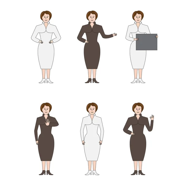 Six business ladies or women — Stok Vektör