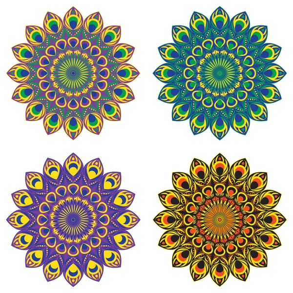 Set oa cuatro mandalas — Vector de stock