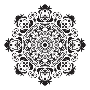 Siyah ve Beyaz dairesel desen veya mandala