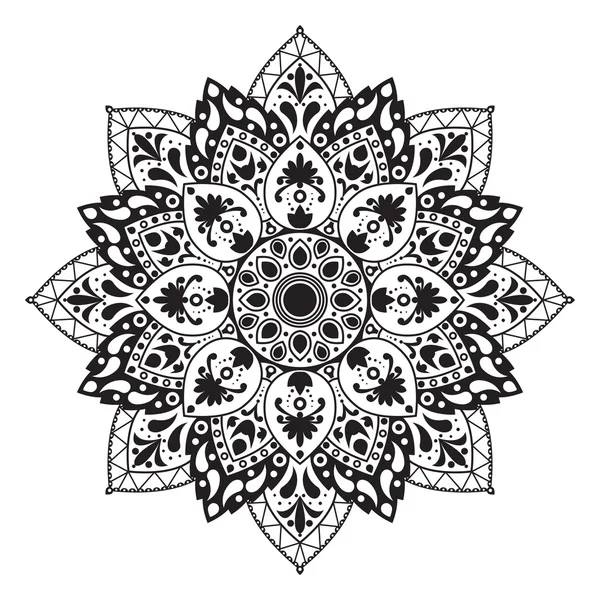 Patrón circular en blanco y negro o mandala — Archivo Imágenes Vectoriales