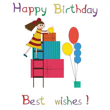 Çocukların doğum günü partisi için tebrik kartı