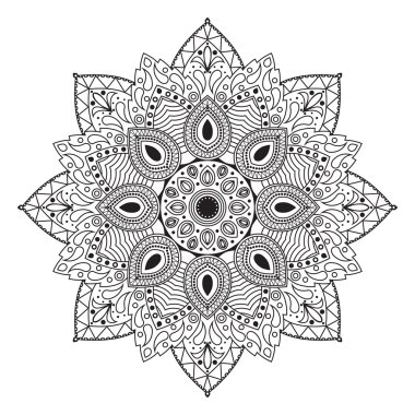 Siyah ve Beyaz dairesel desen veya mandala