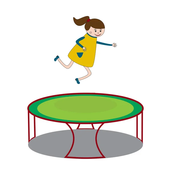 Chica saltando en trampolín — Vector de stock