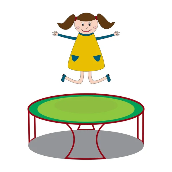 Meisje springt op trampoline — Stockvector