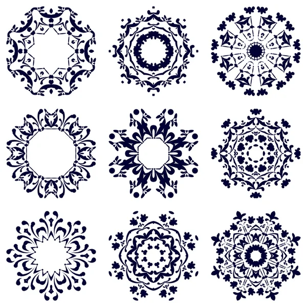 Conjunto de nueve patrones circulares — Vector de stock