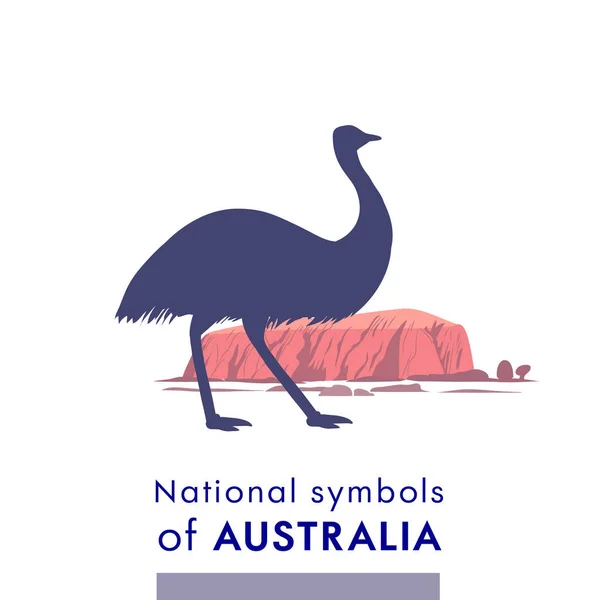 Εικονογράφηση Διάνυσμα Σύμβολο Της Αυστραλίας Ostrich Emu Ρεαλιστική Σιλουέτα Για — Διανυσματικό Αρχείο