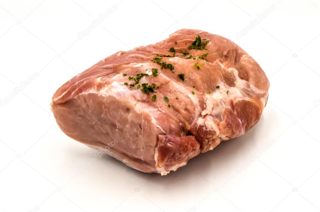 Fresh roast pork on a white background