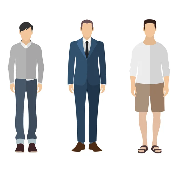 Homme style plat icône personnages chiffres ensemble — Image vectorielle