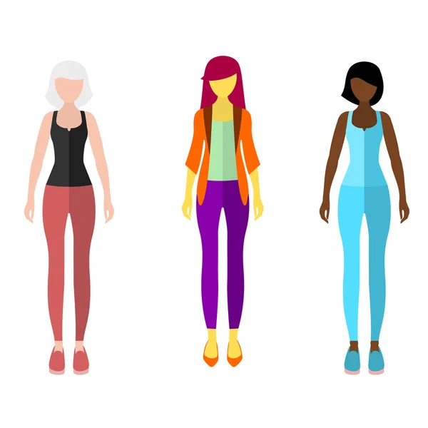 Mujeres estilo plano icono personas figuras conjunto — Vector de stock