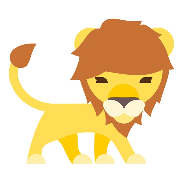 Isolé lion dessin animé style plat — Image vectorielle