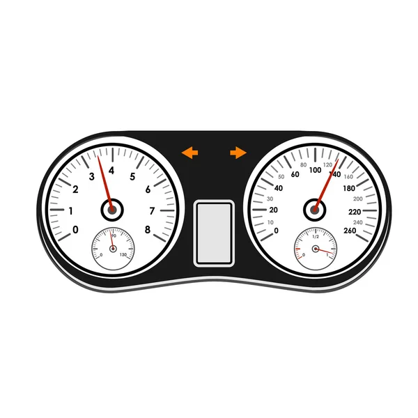 Tablero de instrumentos del coche sobre un fondo blanco — Vector de stock