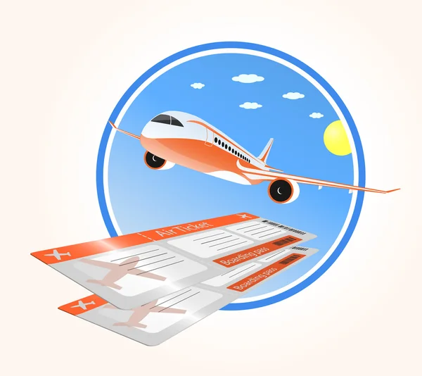 Flights to vacation and air ticket — Stock Vector