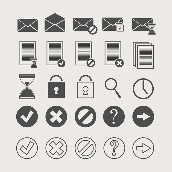 Icônes de documents et de courrier — Image vectorielle
