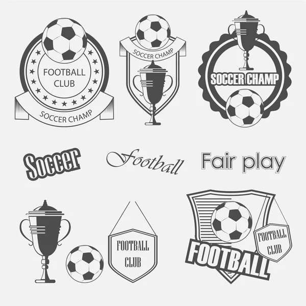 Fútbol crestas de fútbol y diseños de emblemas — Archivo Imágenes Vectoriales