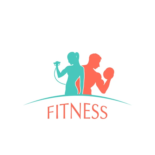 Uomo e donna di carattere silhouette fitness — Vettoriale Stock
