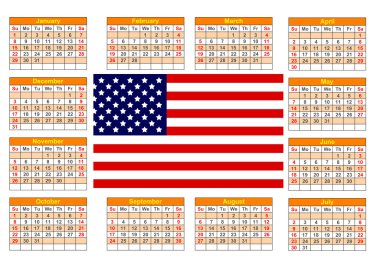 Amerikan bayrağı ile takvim