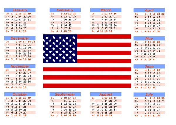 Calendar with American flag — Stock Photo, Image