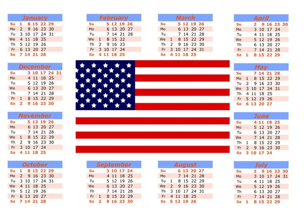 Calendario con bandiera americana — Foto Stock