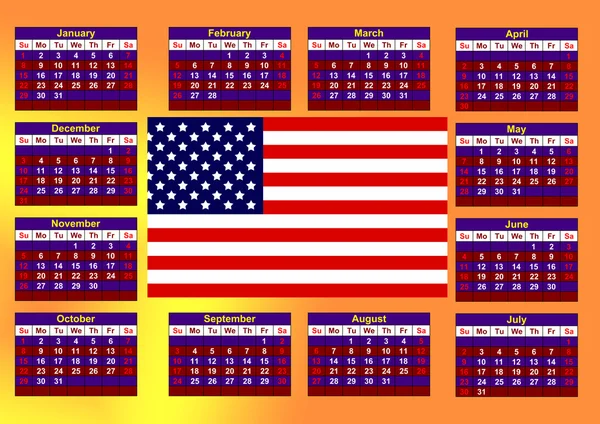 Kalender med amerikanska flaggan — Stockfoto