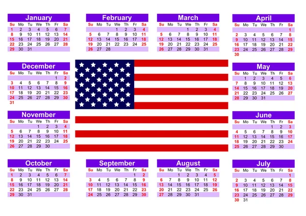 Calendario con bandiera americana — Foto Stock