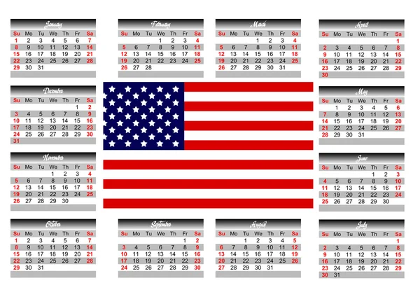 Kalender med amerikanska flaggan — Stockfoto