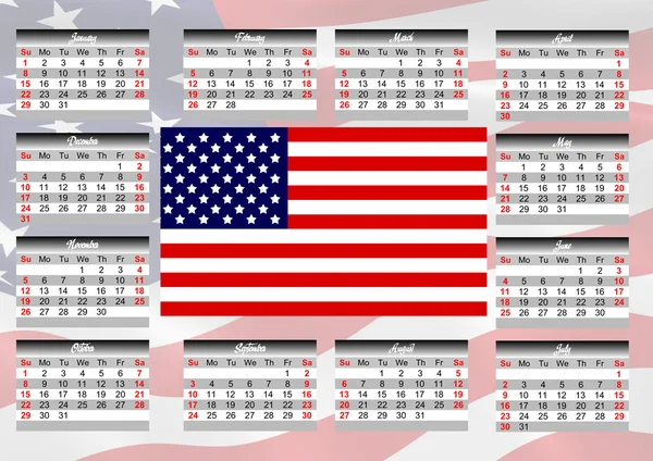 Amerikan bayrağı ile takvim