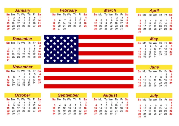 Kalender med amerikanska flaggan — Stockfoto