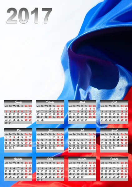 2017 kalender - Ryssland land flagga Banner - gott nytt år — Stockfoto