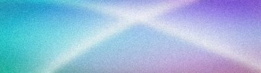 Abstract wide grainy background featuring a soft gradient of teal, blue, purple, and white. High-quality noisy texture ideal for 4K wallpapers and web banners