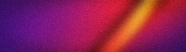 Abstract wide background with a grainy texture featuring a vibrant gradient of purple, magenta, red, and orange tones, perfect for modern banners and wallpapers.