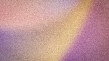 Yaratıcı afişler ve duvar kağıtları için ideal bulanık ses dokusuna sahip yumuşak pembe, lavanta ve altın sarısı gradyan ile soyut taneli 4K arka plan