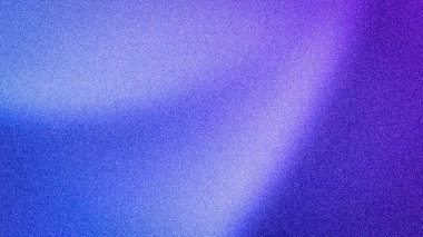 Çağdaş pankartlar ve duvar kağıtları için mükemmel bir bulanık ses dokusuna sahip parlak mavi, mor ve elektrik mor gradyan ile soyut taneli 4K arka plan